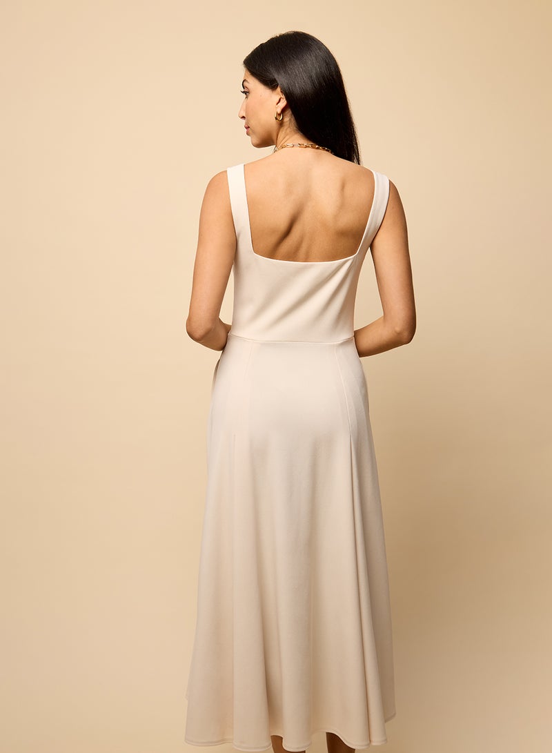 ليتل مسترس فستان ميدي بياقة مربعة كاجوال - Image 2