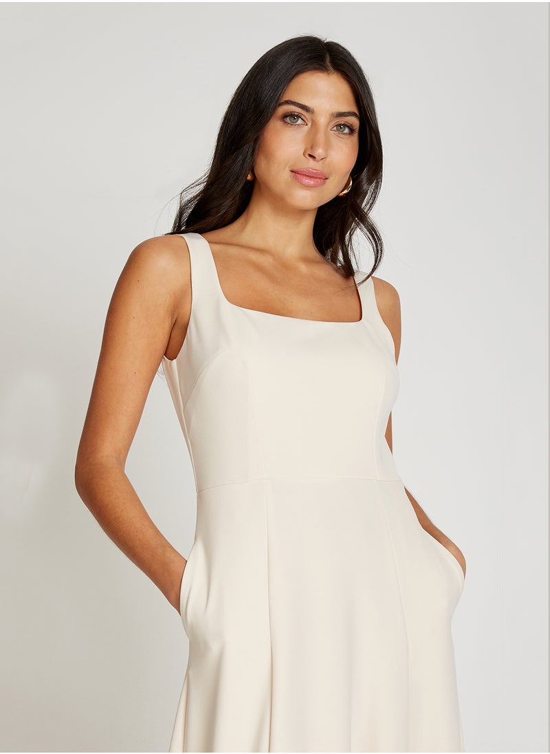Little Mistress Flared Square Neck Maxi Dress  - Image 3