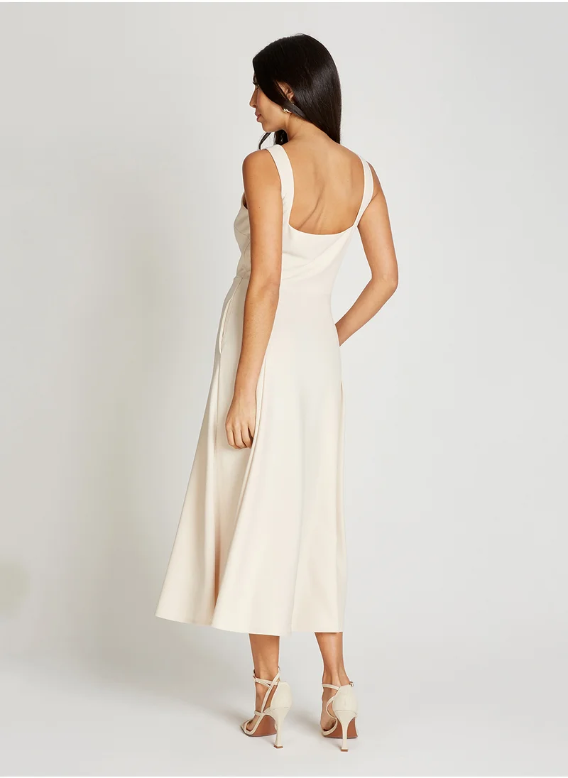 Little Mistress Flared Square Neck Maxi Dress