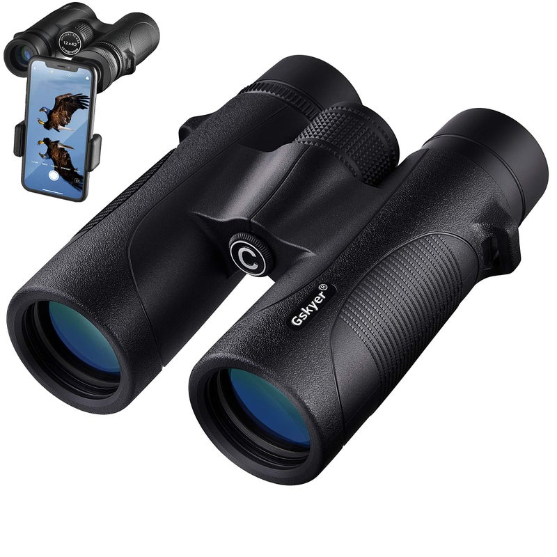 Gskyer Binoculars for Adults High Powered 12x42 HD Zoom Binocular for Bird Watching Hunting Powerful Lightweight Waterproof Binoculars with Phone Adapter for Travel Cruise Ship Stargazing Hiking - Image 2