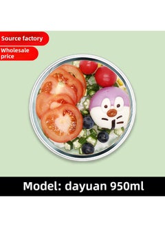 High Borosilicate Glass Fresh-keeping Bowl With Lid Microwave Oven Partition Household Bento Box Family Glass Bowl Heating Lunch Box-Specifications:Great Circle 950ml-Color:Blue