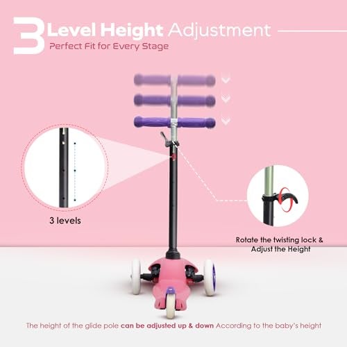 Happy Bear Glide for Kids 2–5 Years | 25 kg Weight Capacity | 3-Level Adjustable Handlebar | Rear Brake | Best Gift Option for Boys and Girls - Pink - Image 2