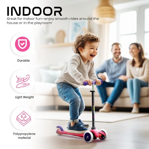 Happy Bear Glide for Kids 2–5 Years | 25 kg Weight Capacity | 3-Level Adjustable Handlebar | Rear Brake | Best Gift Option for Boys and Girls - Pink - Image 4