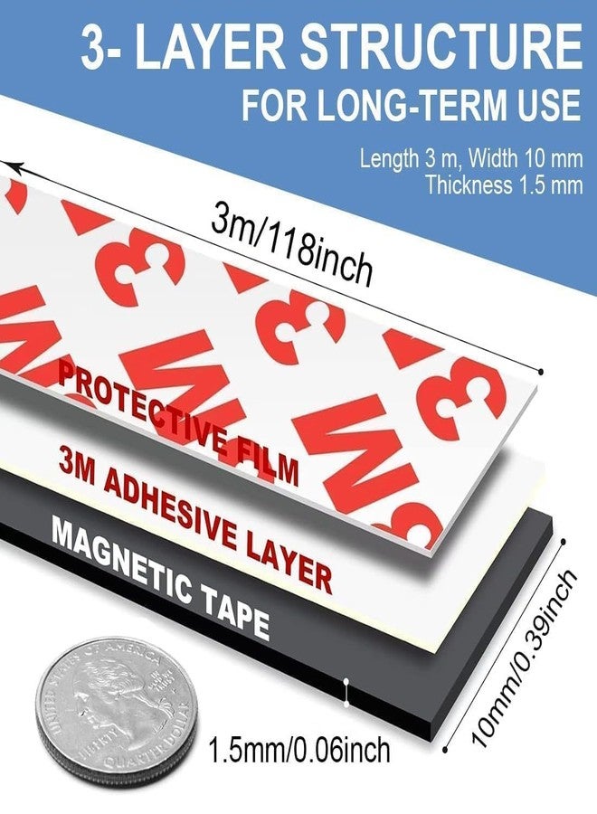 VEECHA ENTERPRISE Magnetic Strip Roll 1CM x 3MTR | Strong 3M Adhesive Magnet Tape | Flexible, Cuttable Sticky Magnet Tape for Photos, Postcards, Screens & DIY Projects (3) - Image 2