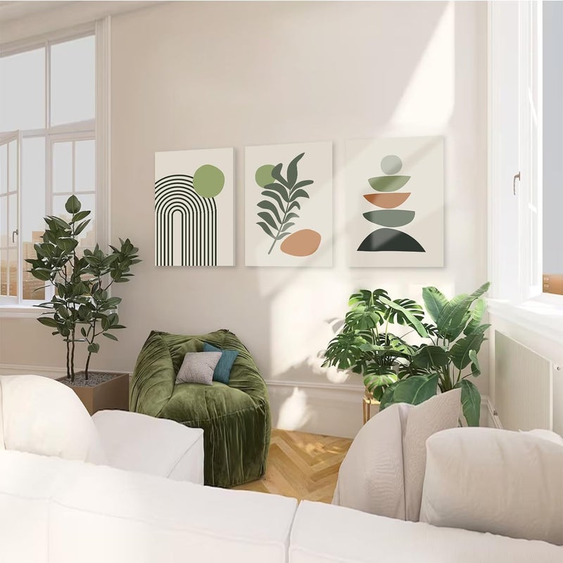 KBKBART Boho Wall Art Set of 3 - Mid-Century Modern Prints - Image 3