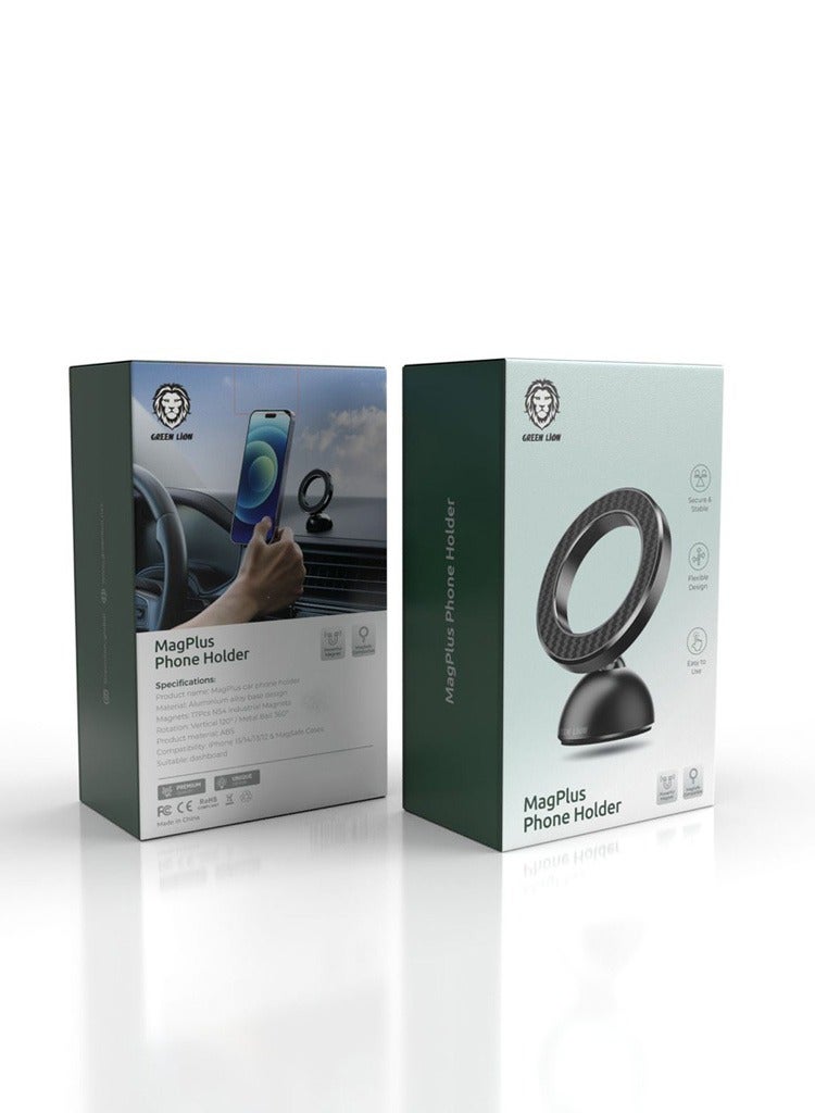 GREEN LION MagPlus Car Phone Holder / iPhone 16/15/14/13/12 & MagSafe Cases Compatibility / Powerful Magnet / Dashboard Suitable / Secure & Stable / Flexible Design / Easy to Use - Black - Image 3