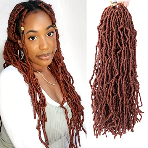 conrora soft locs crochet hair 18 Inch 6 Packs copper red Curly Wavy Crochet Synthetic Braiding Hair Extensions Dreads Crochet for black women(18 inch, 350) - Image 1