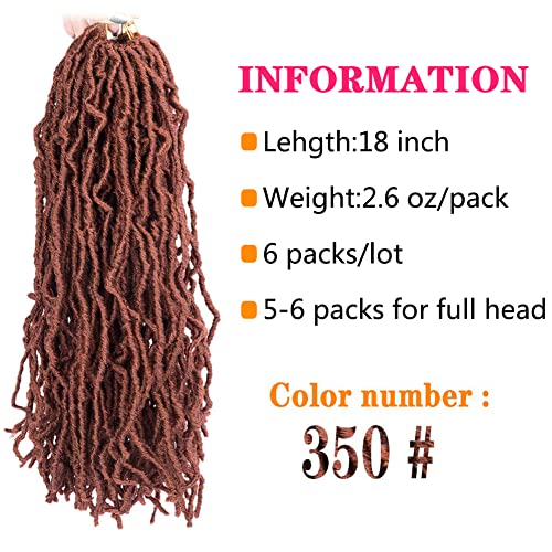 conrora soft locs crochet hair 18 Inch 6 Packs copper red Curly Wavy Crochet Synthetic Braiding Hair Extensions Dreads Crochet for black women(18 inch, 350) - Image 3