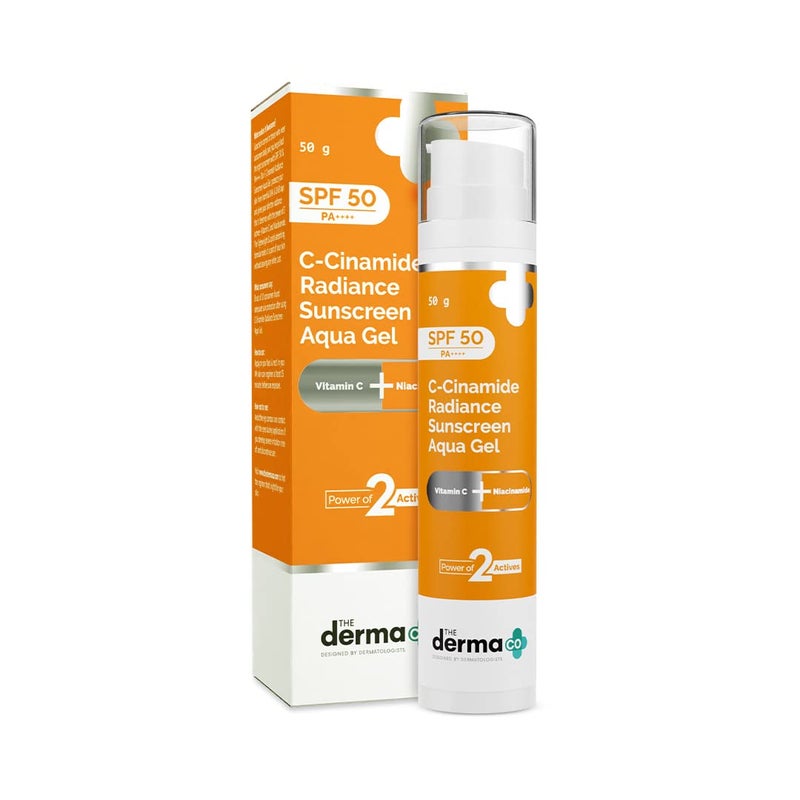 THE derma Co جل واقي الشمس ديرما كو سي-سناميد SPF 50 مع PA++++ | يساعد على منح البشرة إشراقة مع فيتامين C ونياسيناميد | غير كوميدوغينيك وخفيف الوزن | 1.76 أونصة/ 50 جرام