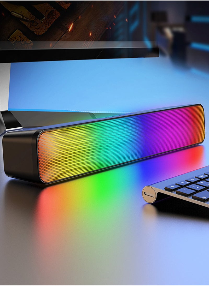BONKS Computer speakers, RGB gaming computer speakers, PC speakers with dynamic lighting, audio light synchronization, USB power supply, Bluetooth connection, BT and Aux 3.5 jack connection  - Image 1