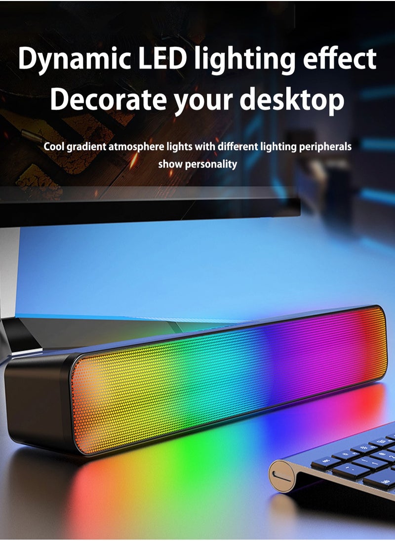 BONKS Computer speakers, RGB gaming computer speakers, PC speakers with dynamic lighting, audio light synchronization, USB power supply, Bluetooth connection, BT and Aux 3.5 jack connection  - Image 4