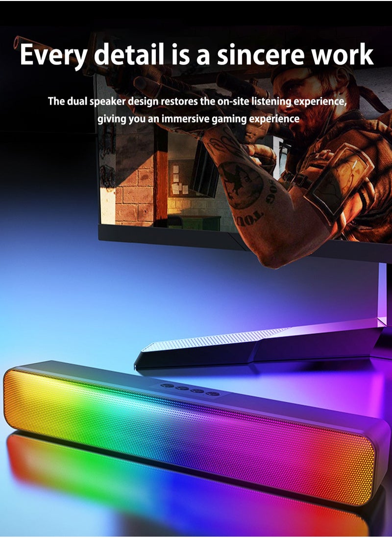 BONKS Computer speakers, RGB gaming computer speakers, PC speakers with dynamic lighting, audio light synchronization, USB power supply, Bluetooth connection, BT and Aux 3.5 jack connection  - Image 2
