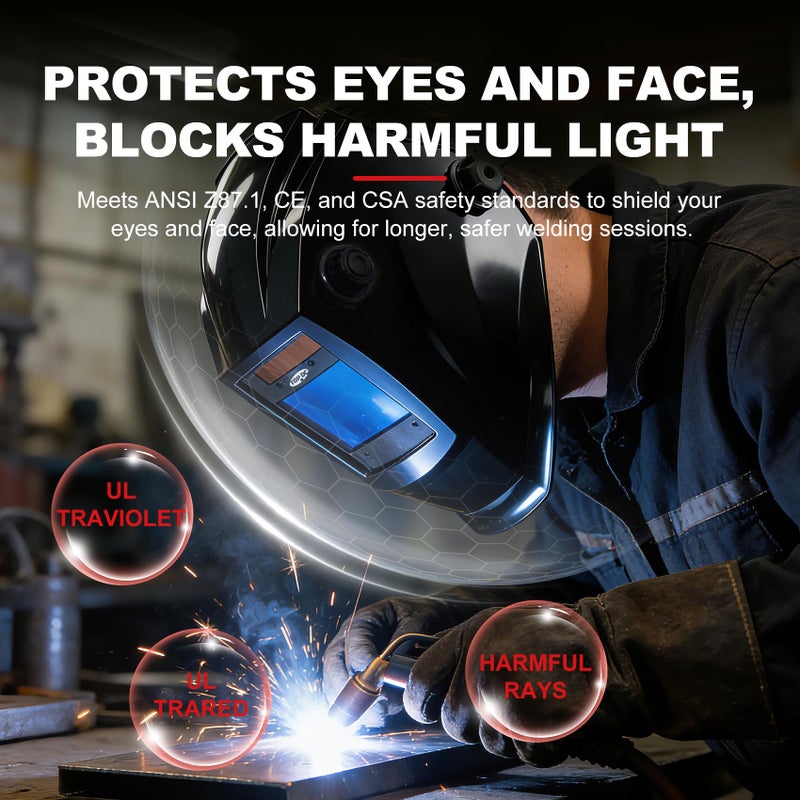 TOPDC Auto Darkening Welding Helmet, Large 3.94" x 2.64" Viewing Screen, True Color, 4 Arc Sensors, Solar & Battery Powered Weld Hood, DIN 4/5-9/9-13 for MIG TIG ARC - Image 4