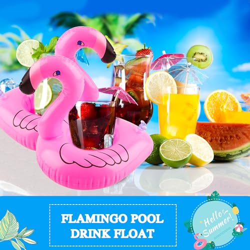 Sonarun 200 Pack Inflatable Flamingo Drink Holder Pink Flamingo Drink Floats Floating Cup Coasters for Hot Tub Summer Beach Swim Pool Party - Image 5