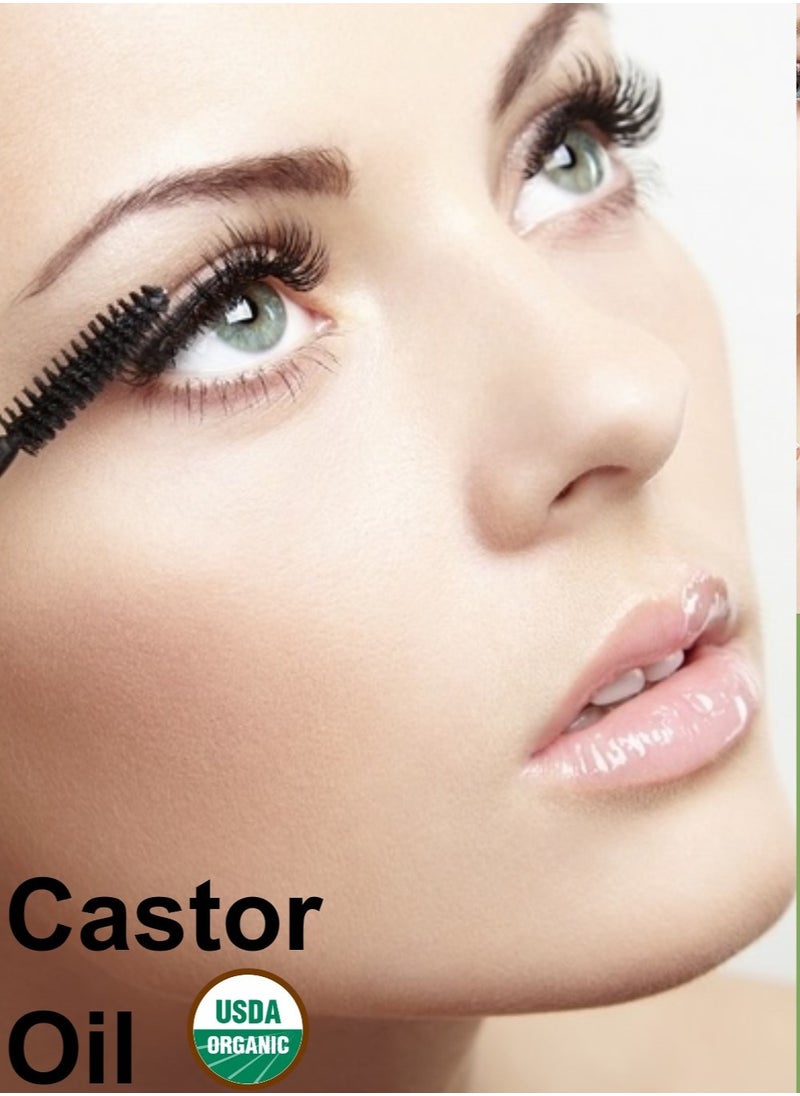 Kate Blanc Cosmetics - Castor Oil - USDA Certified Organic  100% Pure  Cold Pressed Hexane Free by Kate Blanc. Stimulate Growth for Eyelashes, Eyebrows, Hair. Lash Growth Serum. Brow . Mascara Kit - Image 1