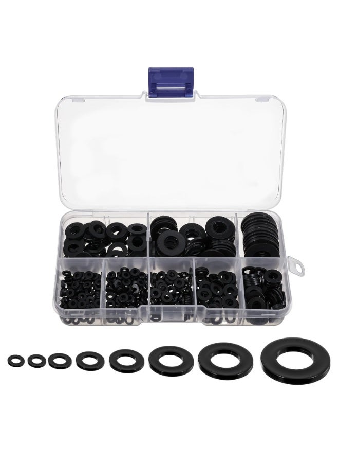 RTYY 500 Pcs Nylon Flat Washers, Hose Washer Rubber Screw, Sealing Faucet Washers Kit Vibration Absorbing Pads for Faucets Bolts Screws Hose Plumbing Shower Head (M2 M2.5 M3 M4 M5 M6 M8 M10) - Image 1