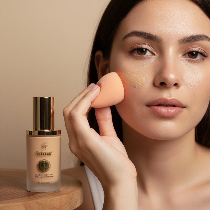 FEMMAC Ultra Wear Matte Liquid Foundation – Long Lasting Full Coverage, Oil Control, Smooth Finish, Hydrating Formula with UV Filters & Jojoba Oil - Image 2