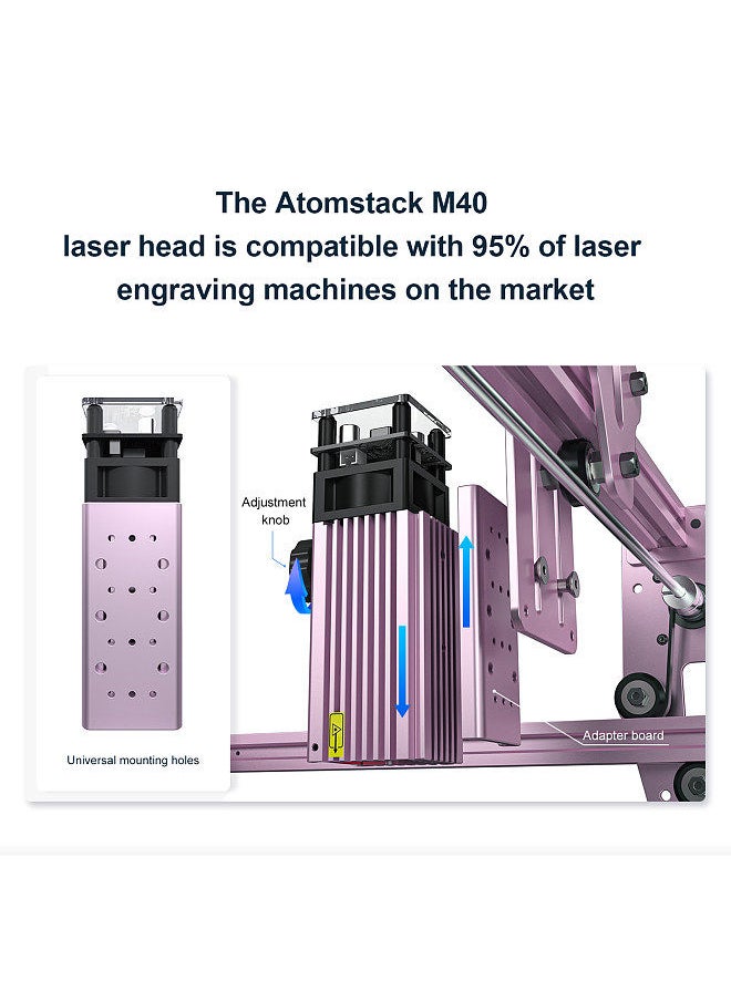 40W 455nm Engraving Laser Module Compatible with A5 Laser Engraving Cutting Machine Eye Protection Upgraded Fixed-focus Laser Head 5-5.5W Optical Power for CNC Laser Engraver Cutting Machine