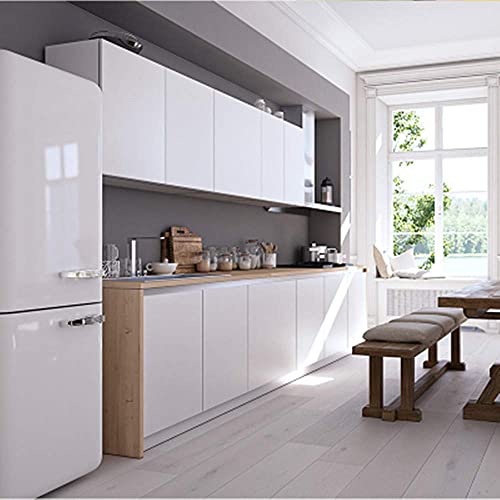 WALLTON White Gloss Peel and Stick Self-Adhesive Removable Thicken Waterproof for Kitchen Countertop Cabinet Wardrobe - 12''X''48 Inches, Vinyl, Solid, White Glossy - Image 2