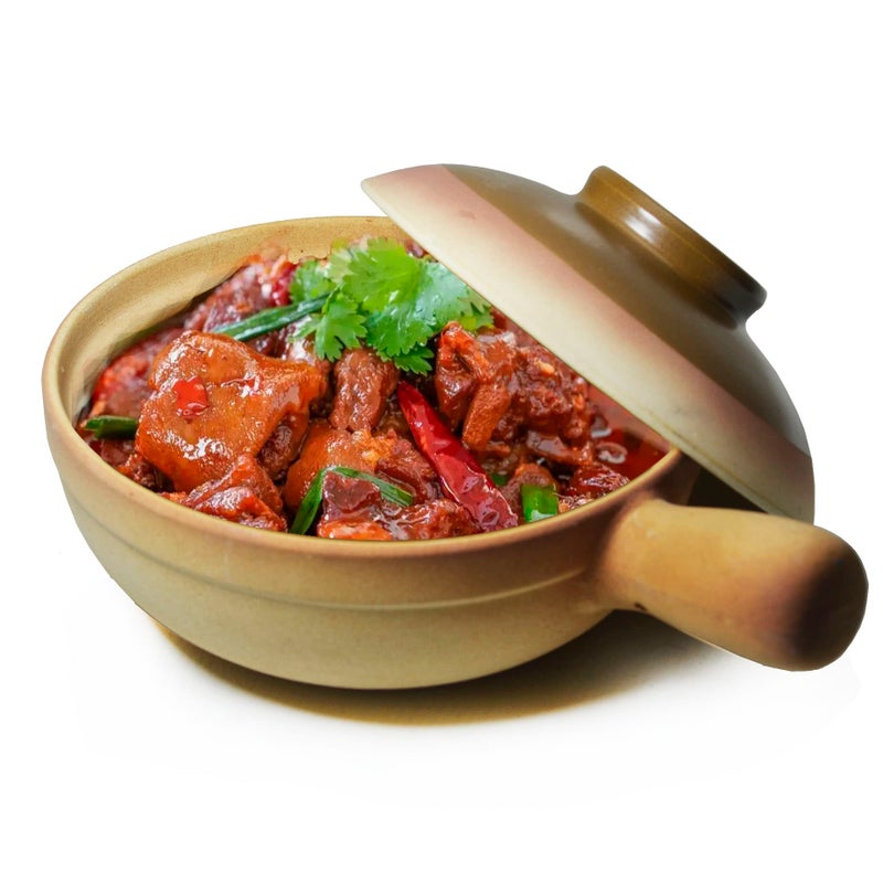 Casserole Bowls French Onion Soup Crock Retro Clay Pottery with Lid Cooking Soup Shaguo DR19cm handle