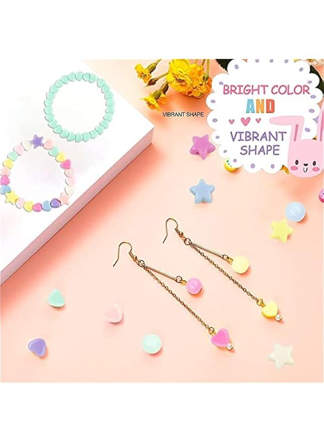 FYLX 720 Candy Color Acrylic Heart Star Round Beads orted Plastic Pastel Circle Shapes for DIY Bracelets Jewelry Making - Image 2