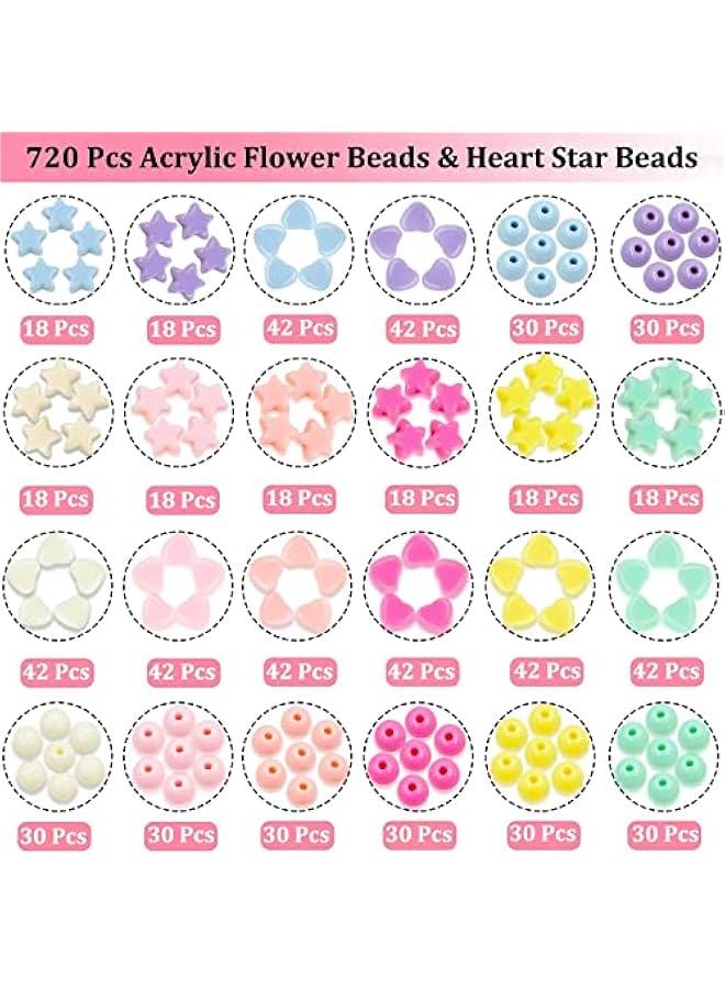 FYLX 720 Candy Color Acrylic Heart Star Round Beads orted Plastic Pastel Circle Shapes for DIY Bracelets Jewelry Making - Image 4