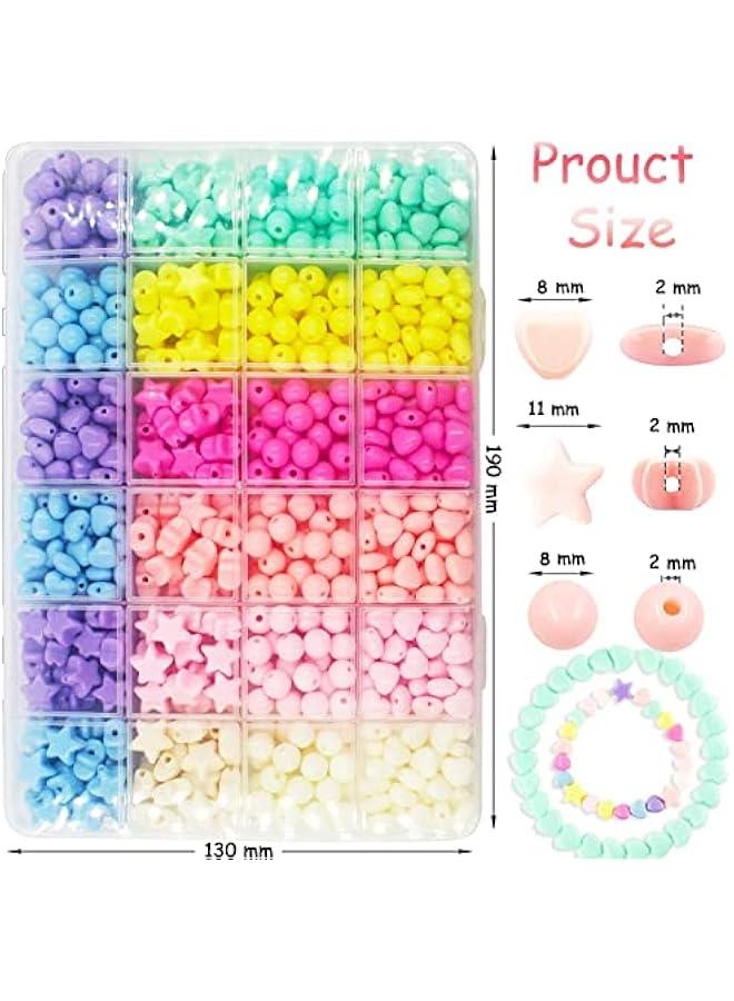 FYLX 720 Candy Color Acrylic Heart Star Round Beads orted Plastic Pastel Circle Shapes for DIY Bracelets Jewelry Making - Image 5
