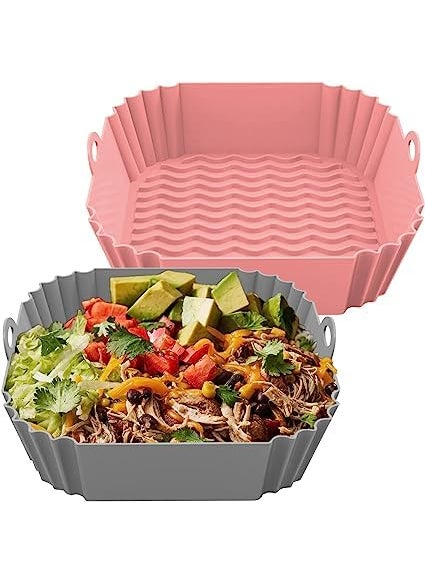 REETIK FASHION HUB REETIK FASHION HUB 2Pcs Food Safe Air Fryer Silicone Pots Replacement of Flammable Parchment Paper Reusable Silicone Air Fryer Liners for Oven MicrowaveMulticolor 