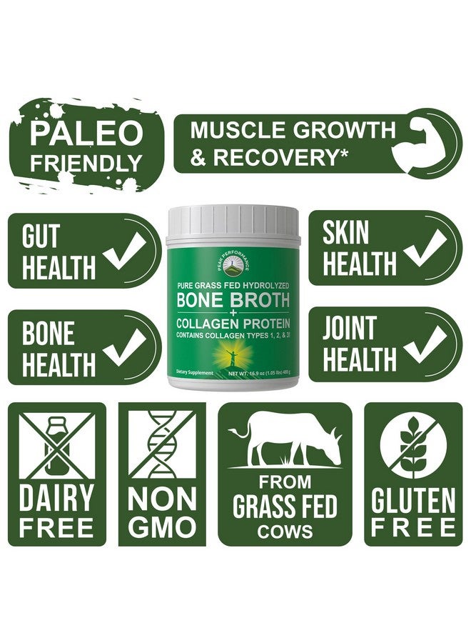 Peak Performance Hydrolyzed Bone Broth and Collagen Unflavored Protein Peptides Powder Contains All Collagen Types: 1, 2, and 3. Pure Pasture, Raised Grass Fed, Paleo Friendly, Gluten + Dairy Free - Image 3