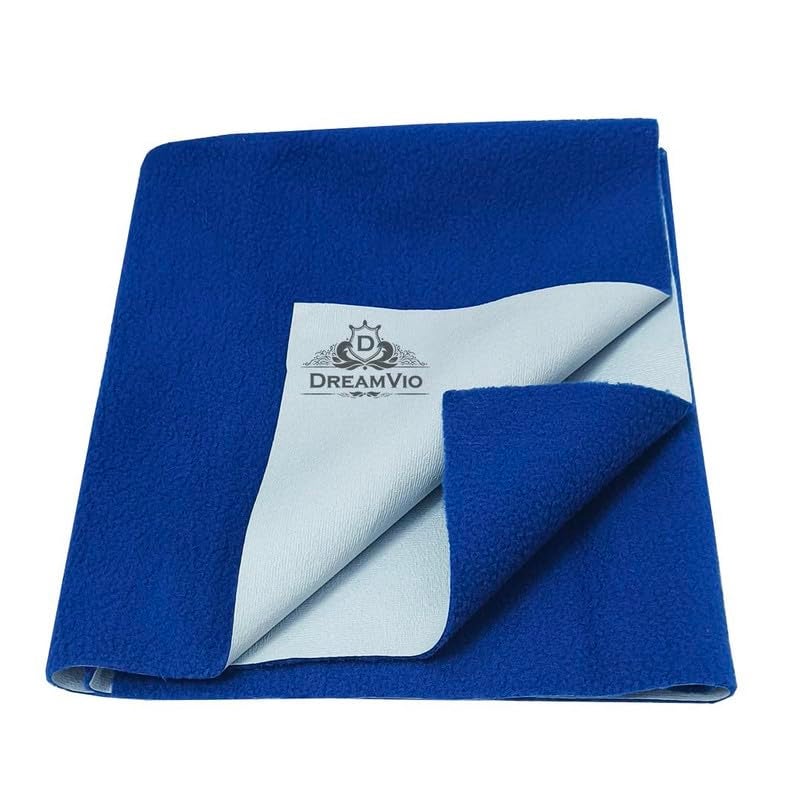 DREAMVIO Cotton Extra Absorbent Waterproof Quick Dry Sheet for Baby Anti Piling Fleece Washable Mattress & Bed Protector Sheet for Toddler Children Medium Size, 70x100 cm Royal Blue - Image 2