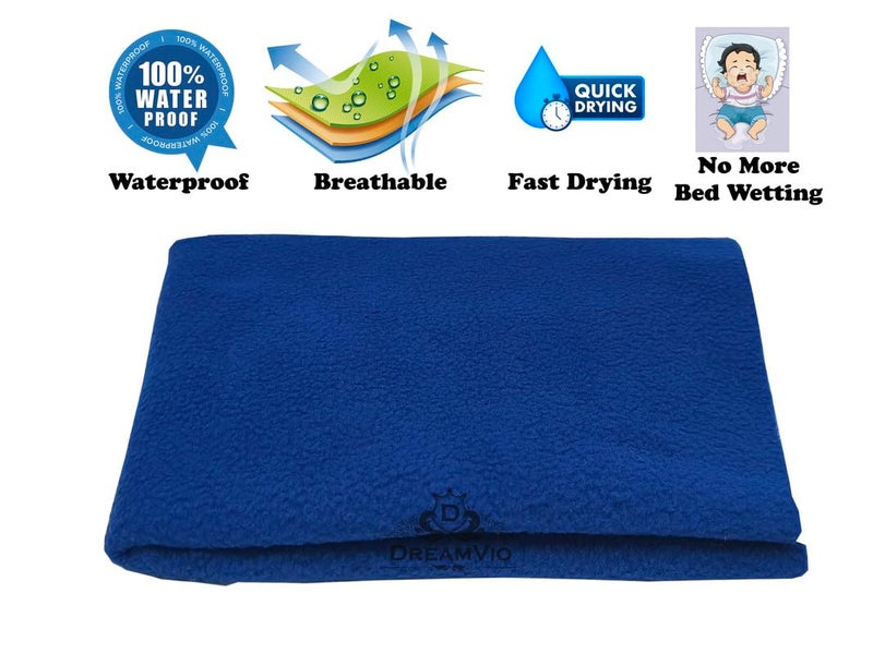 DREAMVIO Cotton Extra Absorbent Waterproof Quick Dry Sheet for Baby Anti Piling Fleece Washable Mattress & Bed Protector Sheet for Toddler Children Medium Size, 70x100 cm Royal Blue - Image 3
