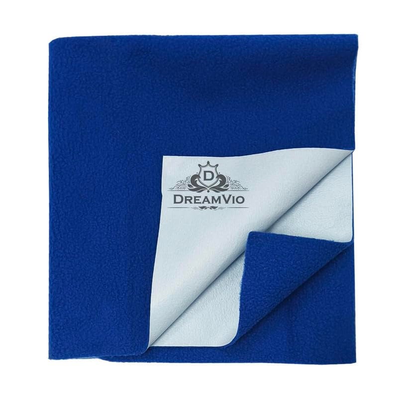 DREAMVIO Cotton Extra Absorbent Waterproof Quick Dry Sheet for Baby Anti Piling Fleece Washable Mattress & Bed Protector Sheet for Toddler Children Medium Size, 70x100 cm Royal Blue - Image 1