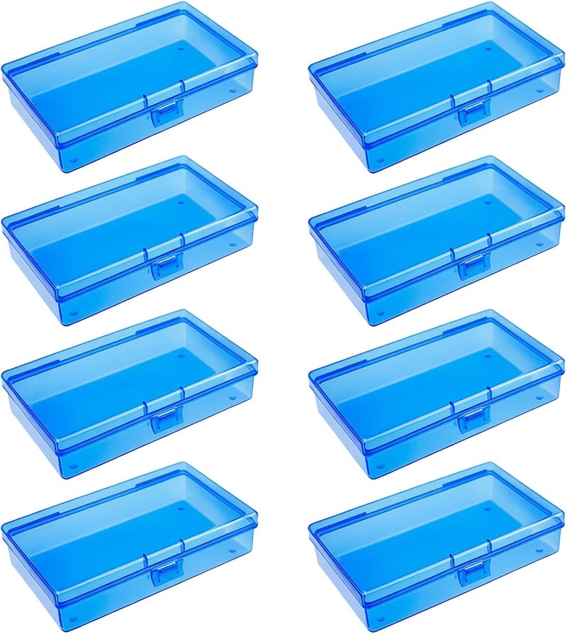 Goodma 8 Pieces Rectangular Empty Mini Plastic Organizer Storage Box Containers with Hinged Lids for Small Items and Other Craft Projects (Blue, 5.3 x 3.1 x 1.2 inch) - Image 1