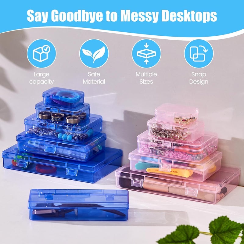 Goodma 8 Pieces Rectangular Empty Mini Plastic Organizer Storage Box Containers with Hinged Lids for Small Items and Other Craft Projects (Blue, 5.3 x 3.1 x 1.2 inch) - Image 4