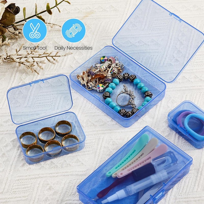 Goodma 8 Pieces Rectangular Empty Mini Plastic Organizer Storage Box Containers with Hinged Lids for Small Items and Other Craft Projects (Blue, 5.3 x 3.1 x 1.2 inch) - Image 3