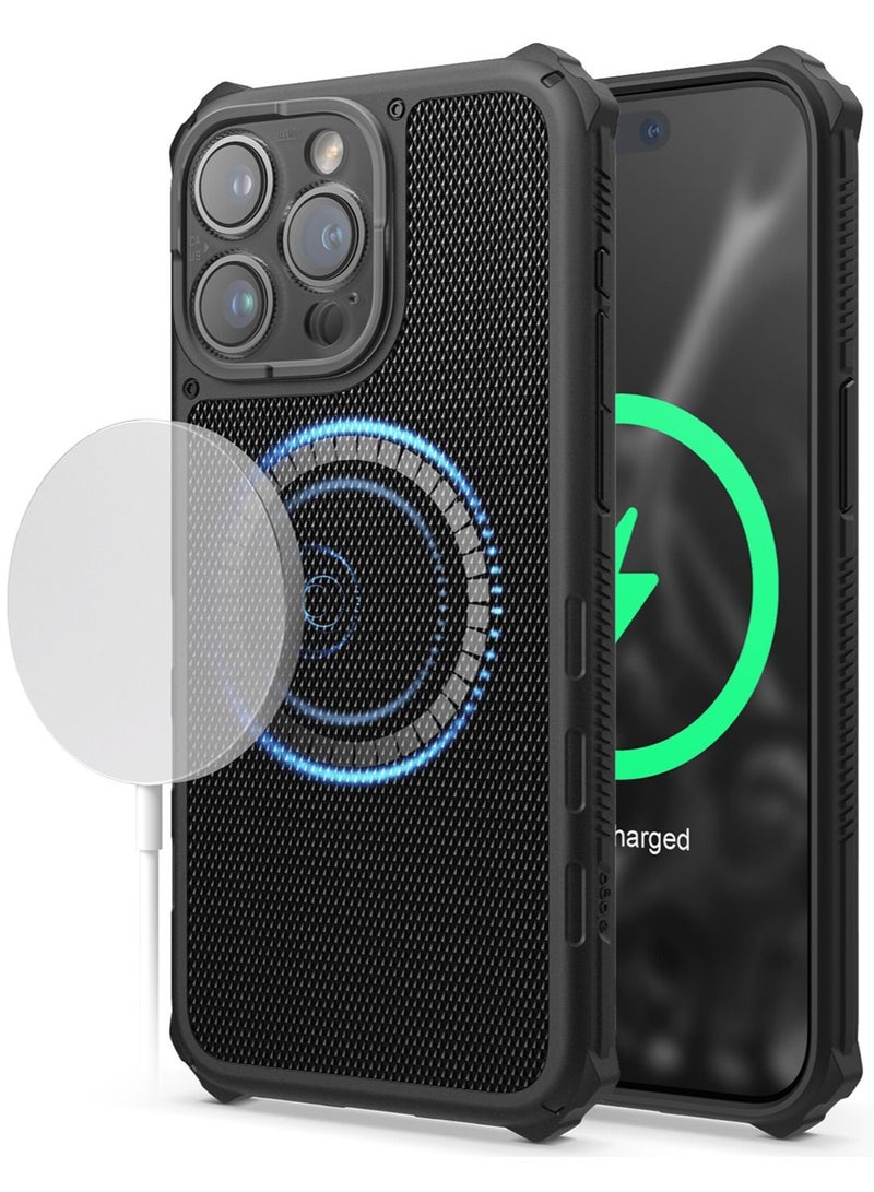 Elago Magnetic Armor for iPhone 15 PRO MagSafe Case Cover Mil Grade with Carbon Fiber Pattern - Black