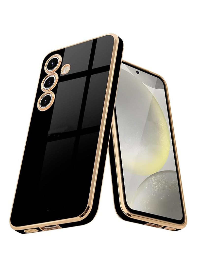 Compatible with Samsung A34 cover, smooth veneer gold plated chrome, Black Thin and smooth shock-proof full protectionSamsung Galaxy A34 case（Black） - Image 1