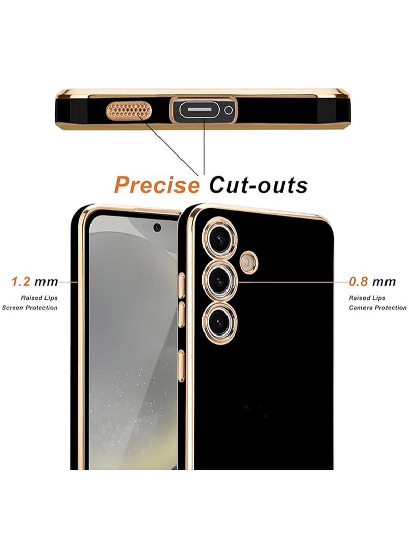 Compatible with Samsung A34 cover, smooth veneer gold plated chrome, Black Thin and smooth shock-proof full protectionSamsung Galaxy A34 case（Black） - Image 2