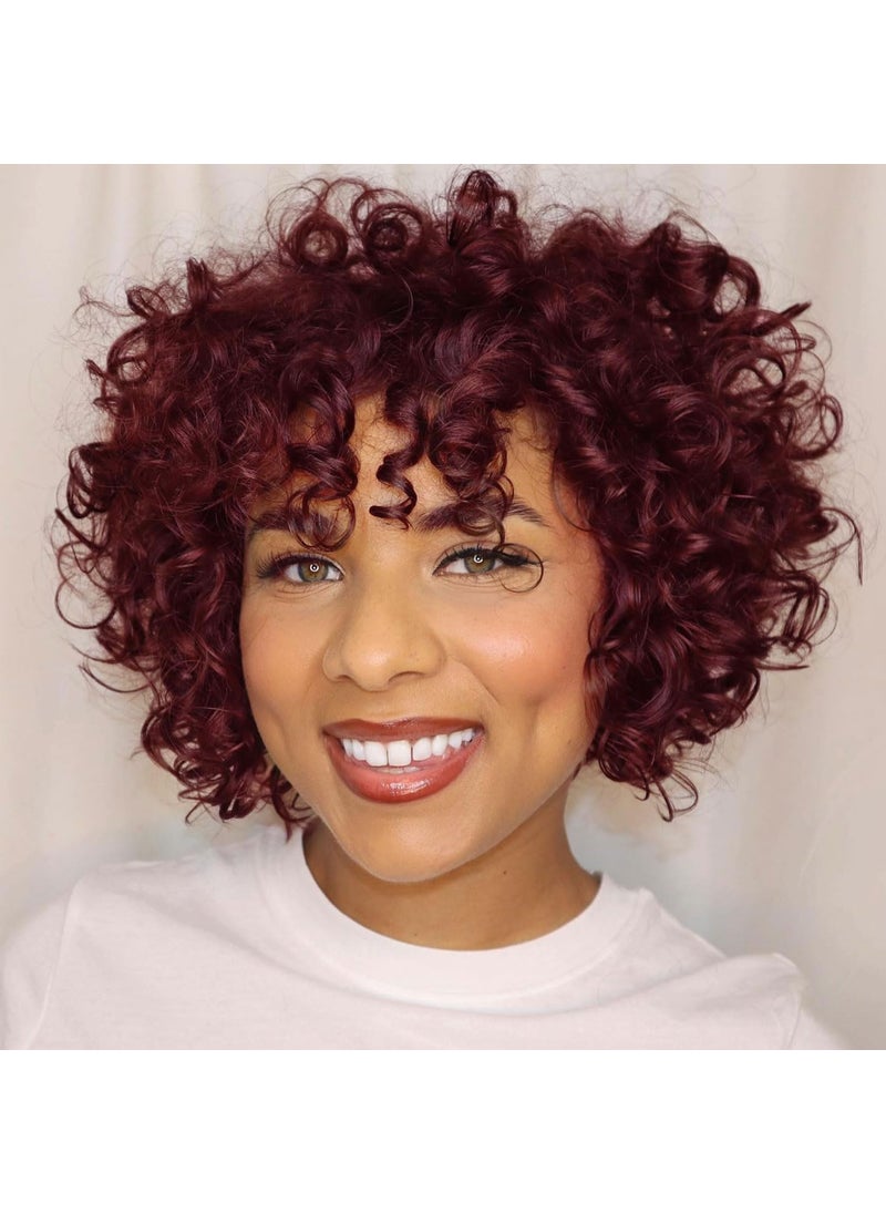 Fancy Hair - Fancy Hair Short Rose Curl Human Hair Wigs Big Curly Bob With Bangs No Lace Front Human Hair Wig for Black Women Daily Use 99J - Image 1