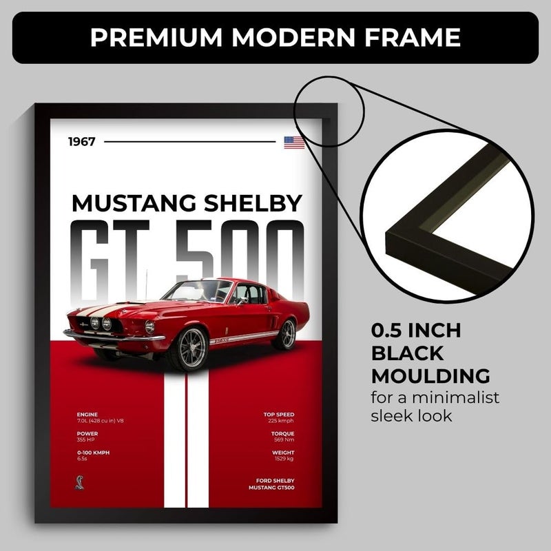 Funk You Shelby Mustang Poster | Framed 1967 Mustang A4 Sized (31 x 23 cm) | Shelby Muscle Poster for Wall, Gift for Boys, American Muscle Car Frames | Car Posters for Wall, Bedroom, Hostel, Study Area, Hostel - Image 5