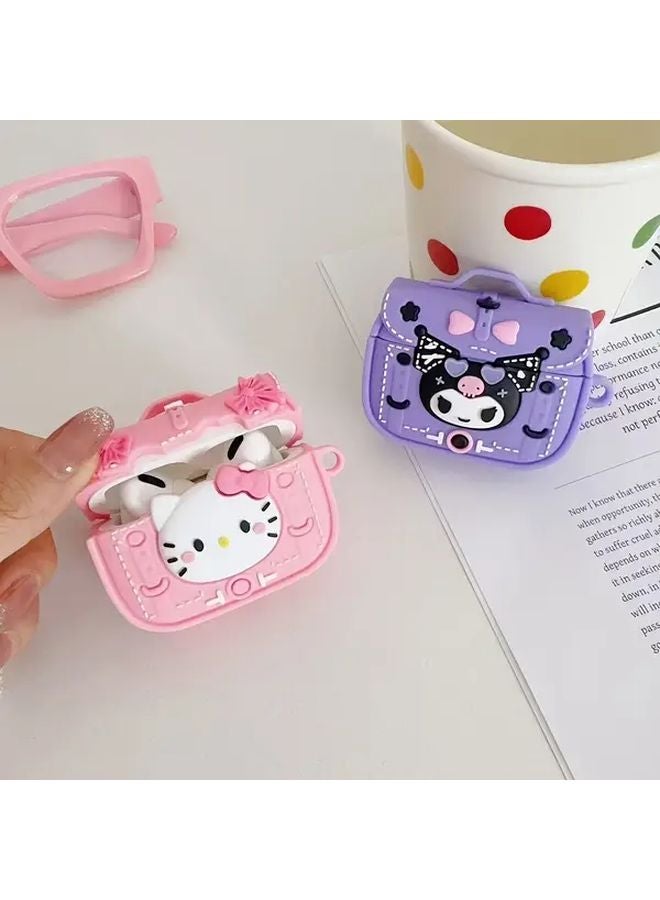 غلاف Sanrio Hello Kitty لسماعات AirPods Pro باللون البنفسجي - تصميم قطّة لطيف مع سلسلة مفاتيح خفيف الوزن ومقاوم للحماية - Image 2