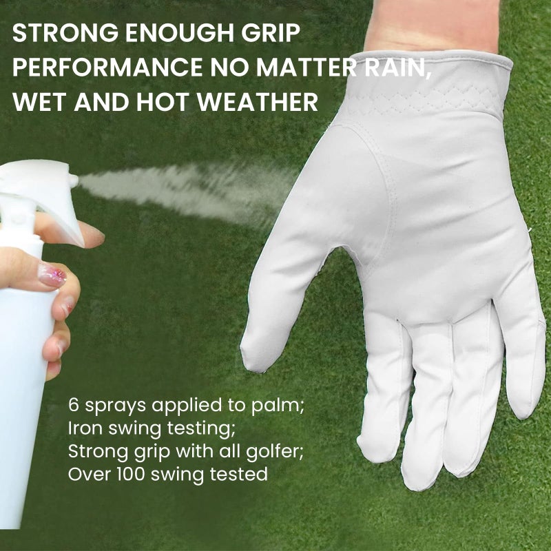 FINGER TEN FINGER TEN Womens Ladies Golf Rain Gloves Pair Both Hand or 2 Pack Left Right Hand, Wet Hot Cool Grip, Fit Small Medium Large XL (White, Small, Left) - Image 3