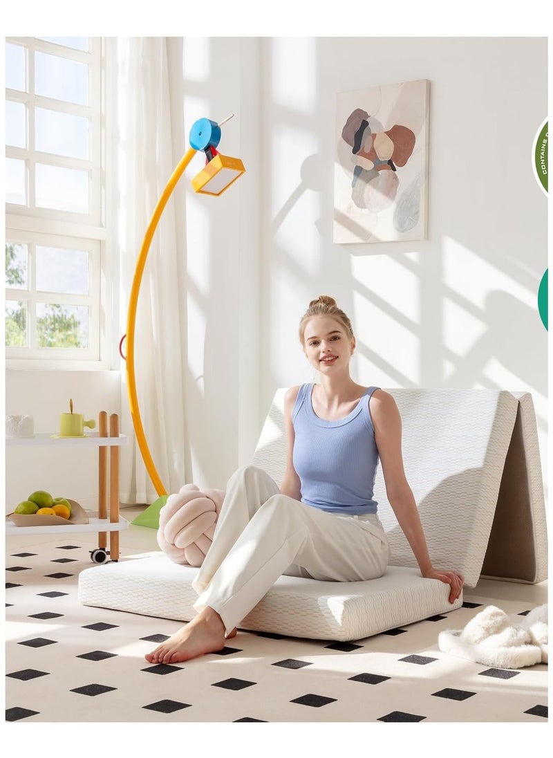 Comfy - COMFY FOLDING SATIN WHITE 180 X 90 X 10CM SOFT FOAM EVERYDAY USE MATTRESS - Image 1