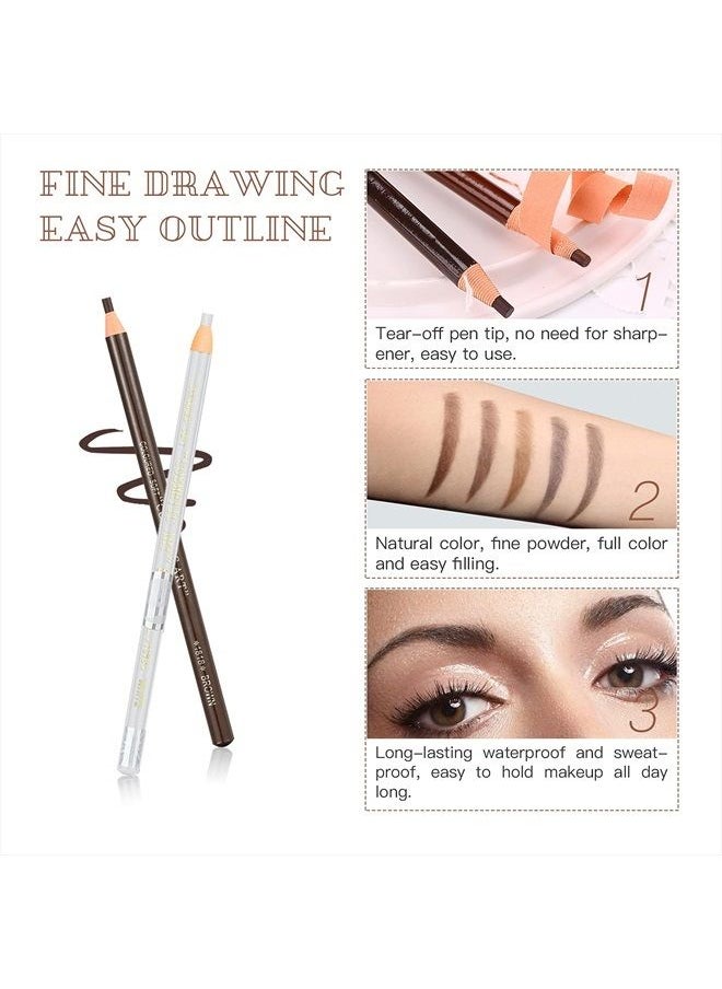 LSxia Waterproof Eye-Brows Pen-cil Set, Pull Cord Peel-off Eyebrow Pencil Microblading Eyebrow Pen Supplies Kit, White Eye-Liner Pencil and Eyebrows Tool Tattoo Makeup For Marking (5+1 Dark Brown)  - Image 5