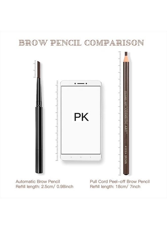 LSxia Waterproof Eye-Brows Pen-cil Set, Pull Cord Peel-off Eyebrow Pencil Microblading Eyebrow Pen Supplies Kit, White Eye-Liner Pencil and Eyebrows Tool Tattoo Makeup For Marking (5+1 Dark Brown)  - Image 2