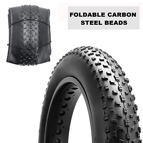 MOHEGIA Fat Tire,20x40 inch Fat Bike Tire,High-Performance and All-Terrain Folding Replacement MTB Bicycle Tire with Street or Trail Riding Black - Image 5