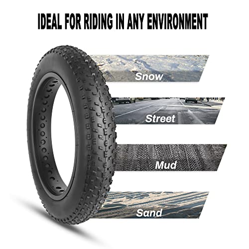 MOHEGIA Fat Tire,20x40 inch Fat Bike Tire,High-Performance and All-Terrain Folding Replacement MTB Bicycle Tire with Street or Trail Riding Black - Image 4