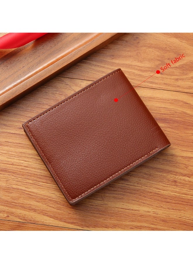 جيانغ بي أو محفظة رجالية قصيرة جديدة - محفظة أنيقة من الجلد الناعم قابلة للطي بملمس الليتشي، وفتحات متعددة للبطاقات وسعة كبيرة للاستخدام اليومي العادي - Image 2