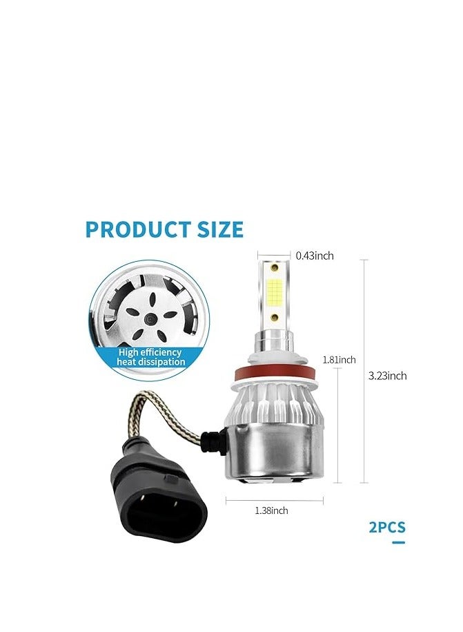 Generic H11 LED car headlight with 8000LM COB 6500K white light bulbs 2  - Image 2