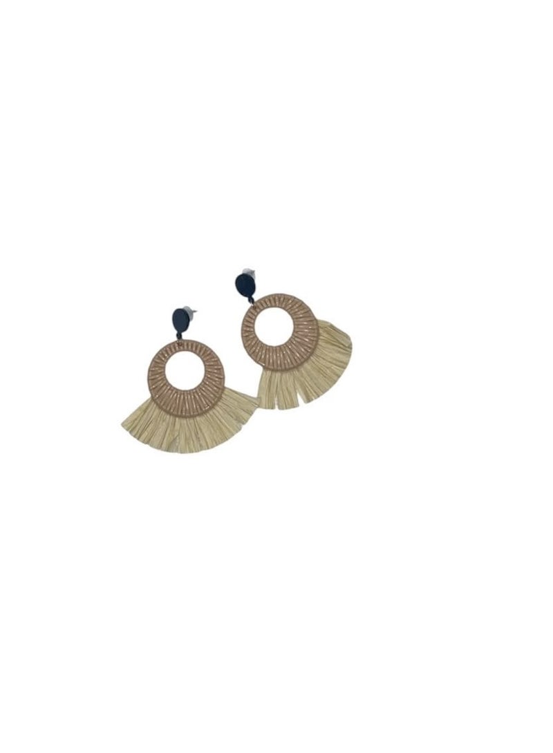 Women's round earrings with an elegant handmade design – multi-colored, lightweight, and trendy for summer outings and travel.